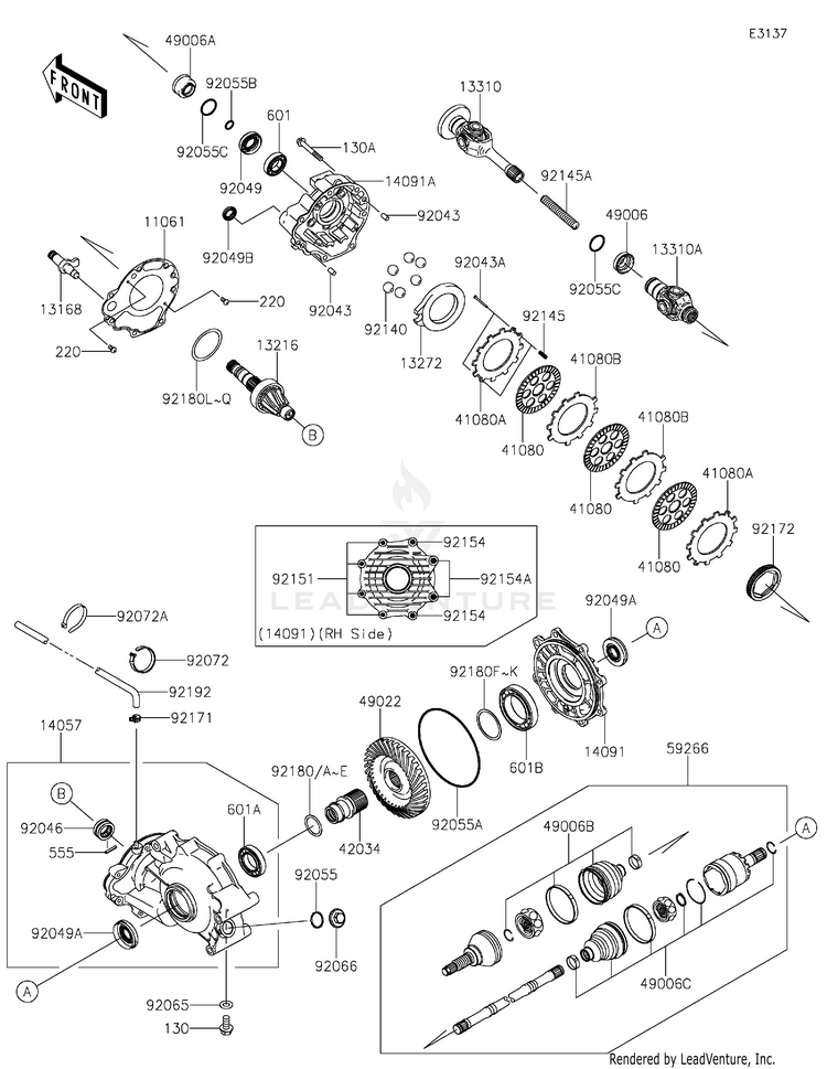 Drive Shaft-Rear 2 KVF750LLF Brute Force 750 4x4i (2020) Schematic