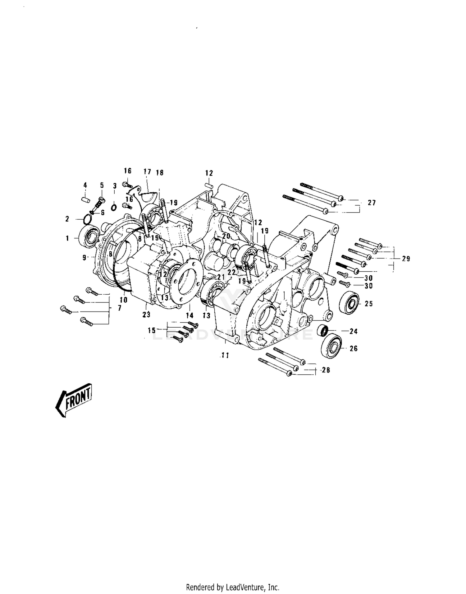 CRANKCASE ('73-'75 MC1/MC1-A/MC1-B)