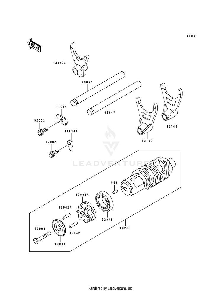 Gear Change Drum/Shift Fork(S) Schematic