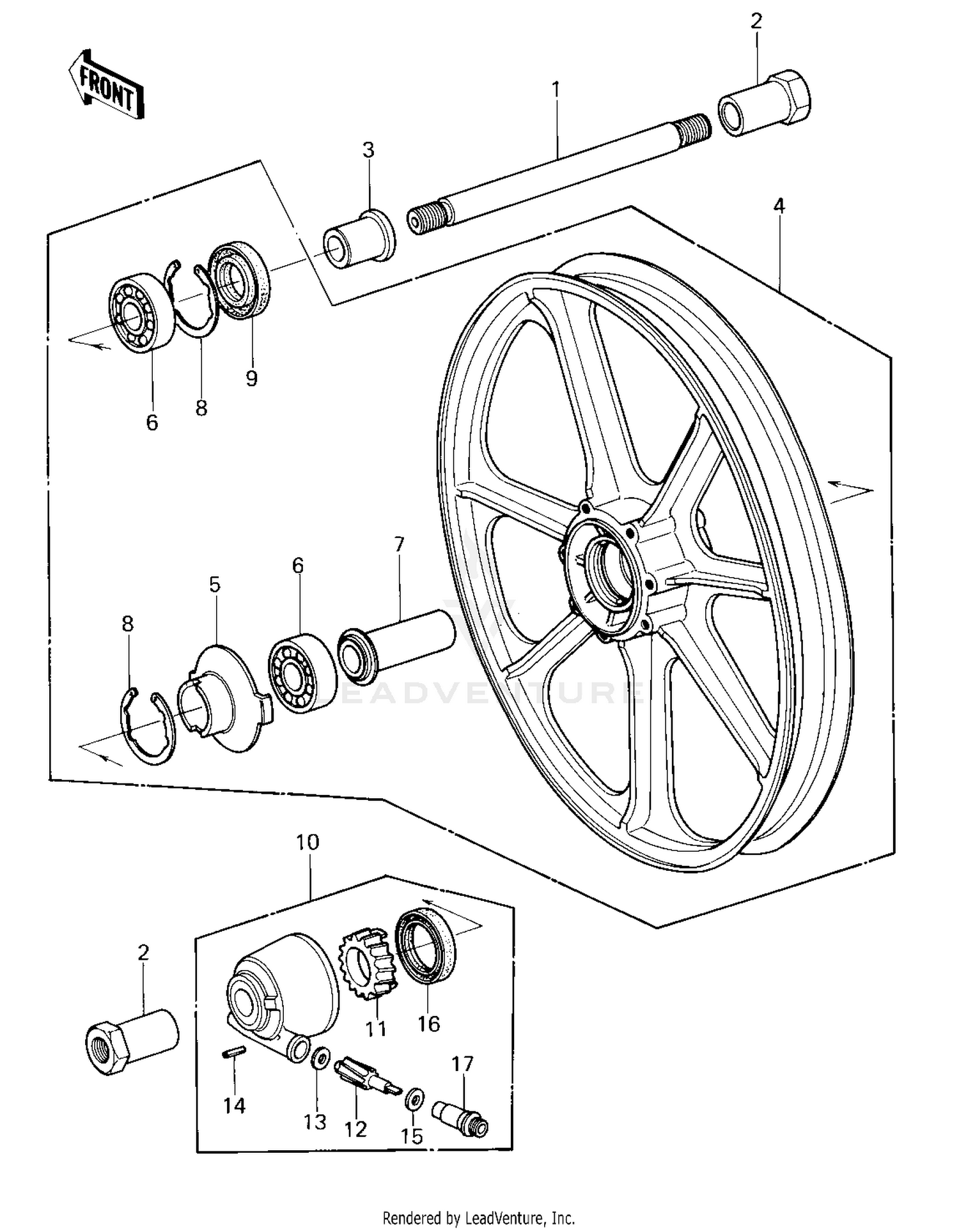 FRONT WHEEL/HUB ('80 KZY 50-E1)