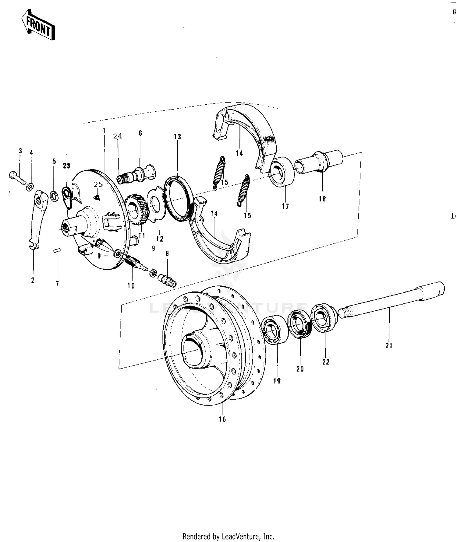 FRONT HUB/BRAKE ('73-'75 F11/F11-A/F11-B