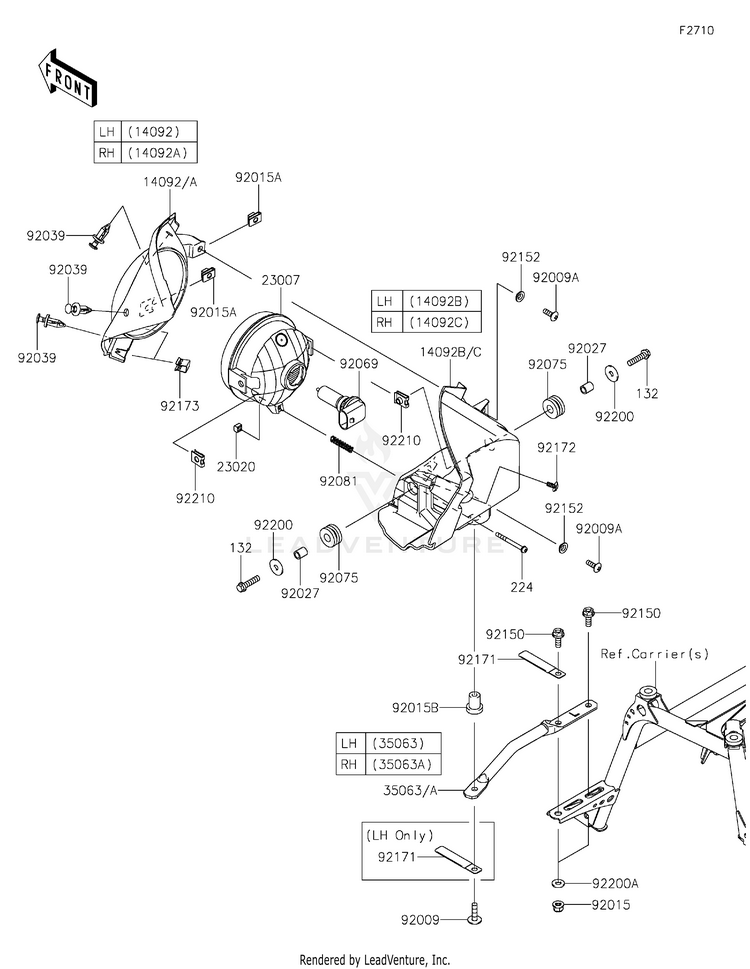 Headlight(S) KVF750LMFNN Brute Force 750 4x4i (2021) Schematic