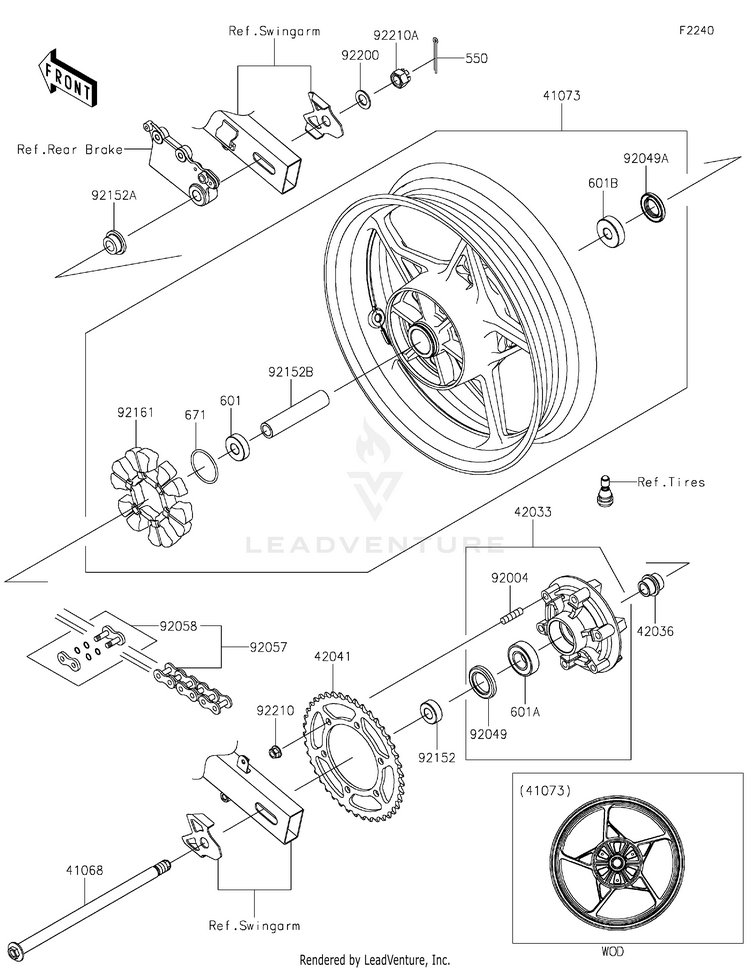 Rear Wheel/Chain EX400GPFBL Ninja 400 ABS (2023) Schematic
