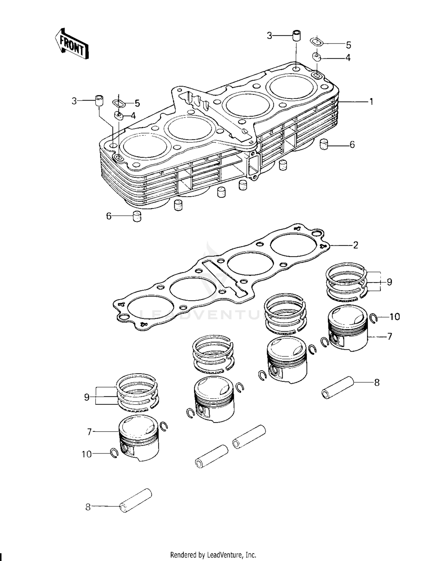 CYLINDER/PISTONS ('80 H1)