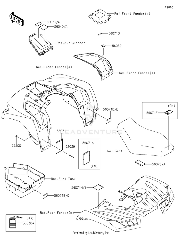 Labels KVF750JLF Brute Force 750 4x4i EPS (2020) Schematic