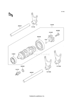 Gear Change Drum/shift Fork(s) Schematic