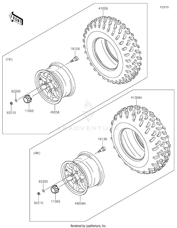 Wheels/Tires KVF750HLF Brute Force 750 4x4i EPS Camo (2020) Schematic