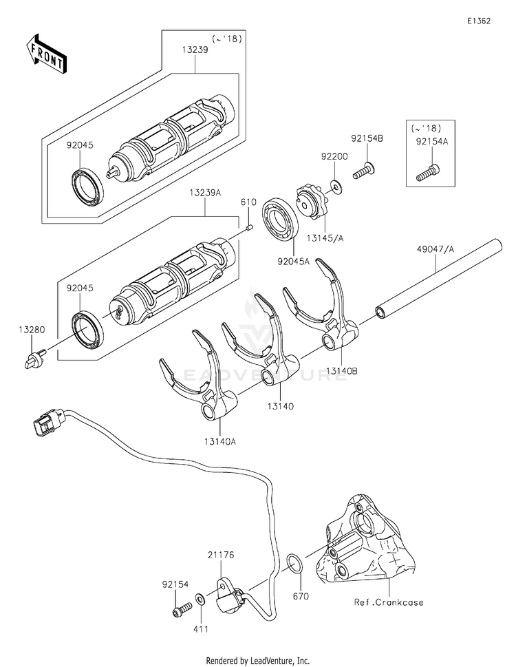 Gear Change Drum/Shift Fork(S) Schematic