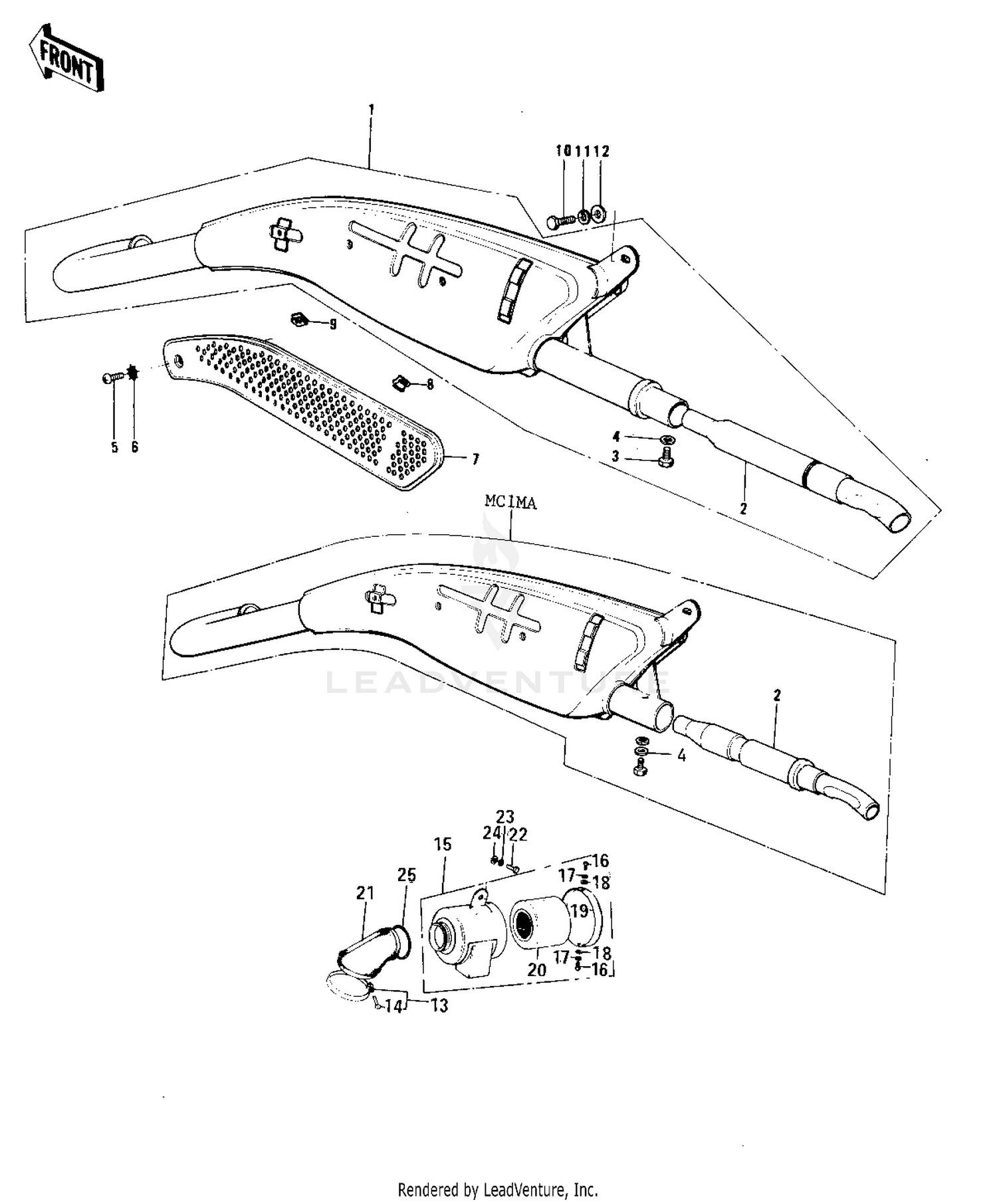 AIR CLEANER/MUFFLER ('74-'75 MC1M/MC1M-A