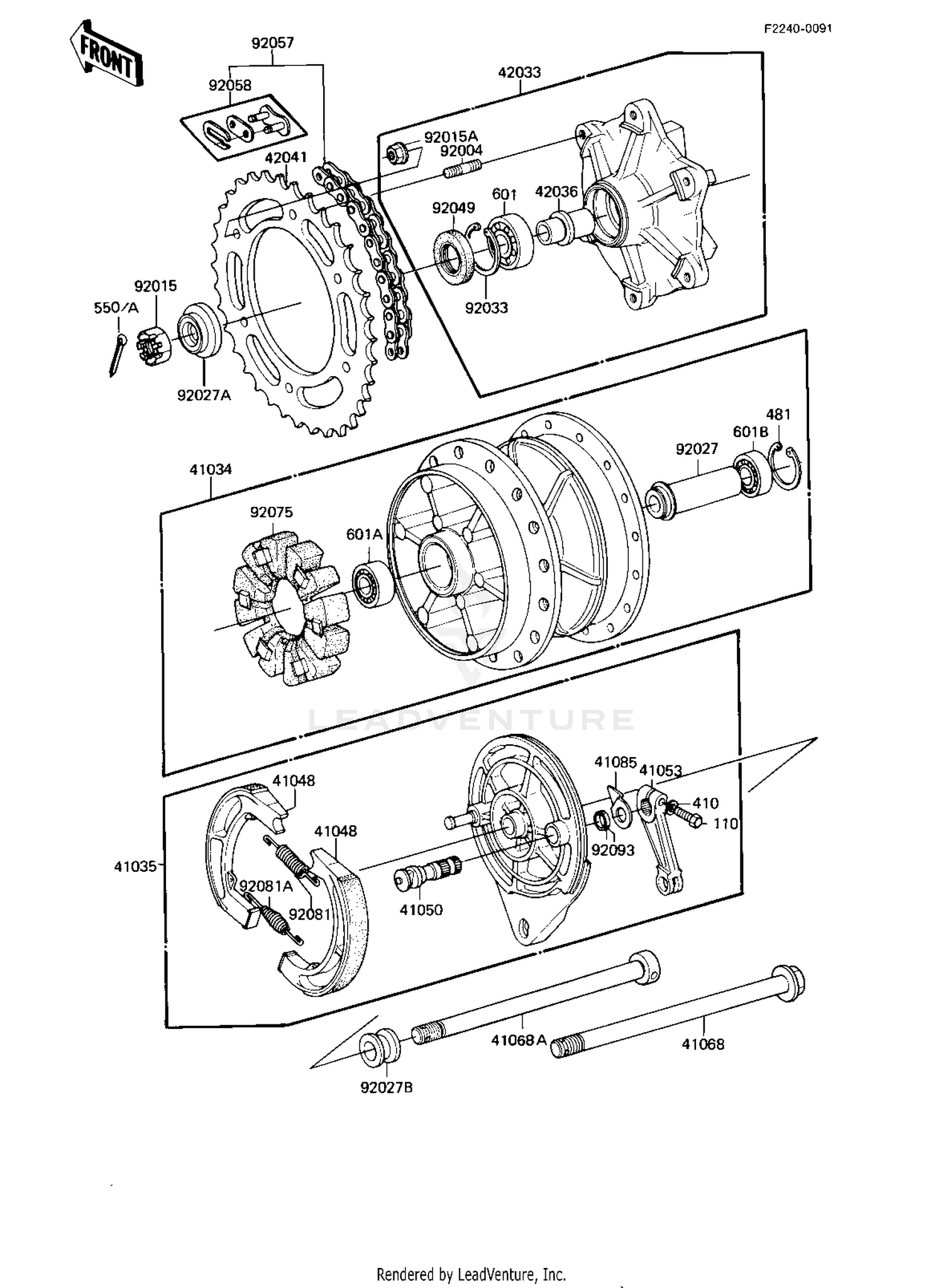 REAR HUB/BRAKE/CHAIN ('82-'83 KE175-D4/D