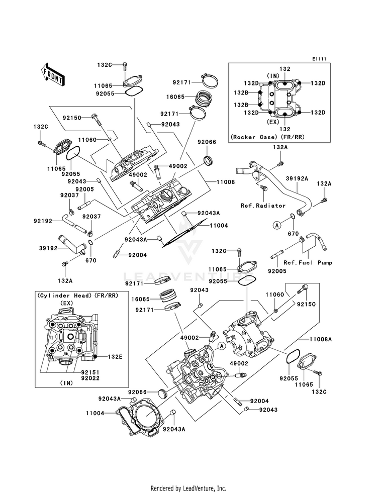 Cylinder Head KVF650H8F Brute Force 650 4x4i (2008) Schematic