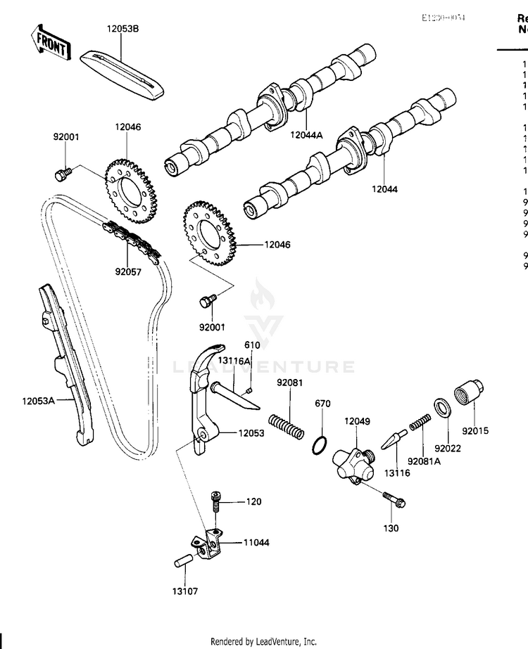 Camshafts/Chain/Tensioner Schematic