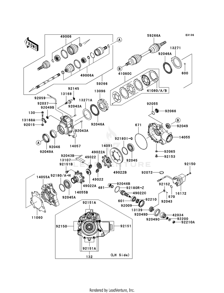 Drive Shaft-Front KVF750C7F Brute Force 750 4x4i (2007) Schematic
