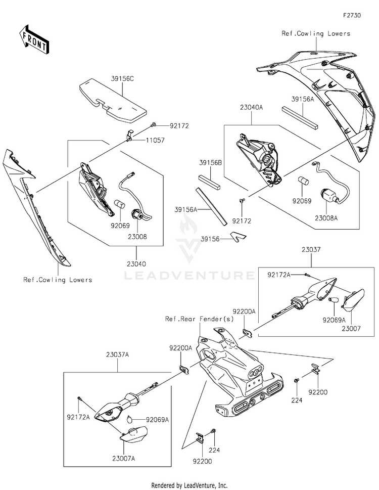 Turn Signals EX400GPFBL Ninja 400 ABS (2023) Schematic