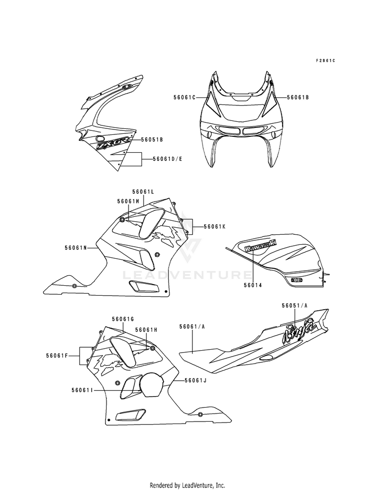 Decals (Green/White)(Zx600-F2) Schematic