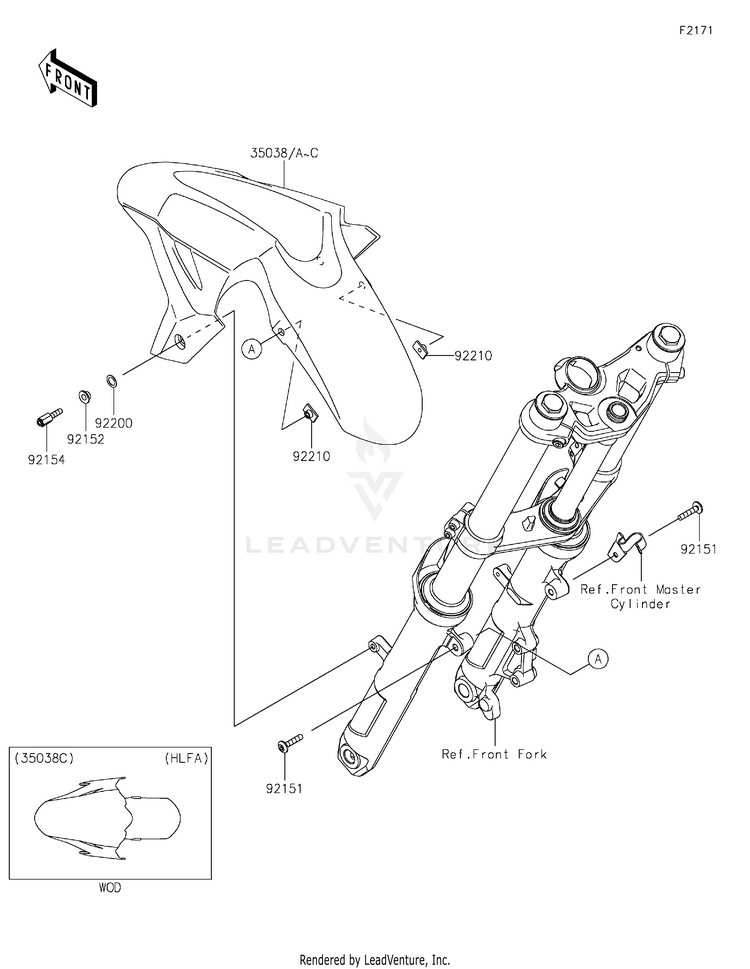 Front Fender(S) EX400HLF Ninja 400 (2020) Schematic