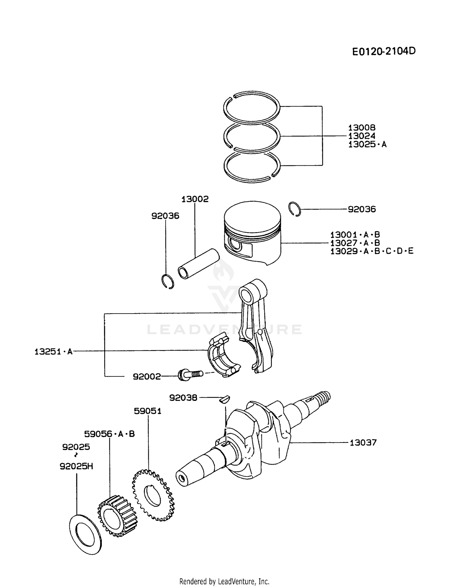 13025-2074 RING-SET-PISTON L, 0.50