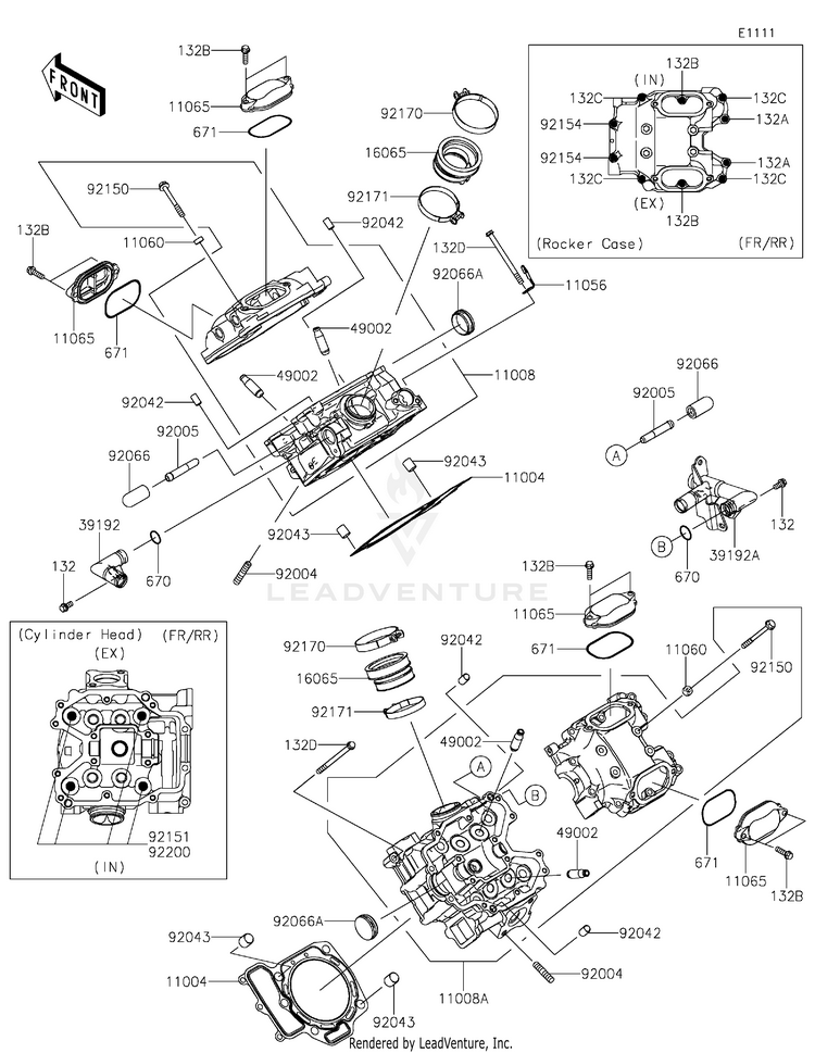 Cylinder Head KVF750HLF Brute Force 750 4x4i EPS Camo (2020) Schematic
