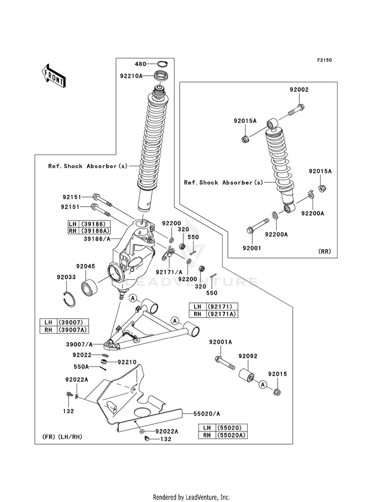 Suspension KVF360AAF Prairie 360 4X4 (2010) Schematic