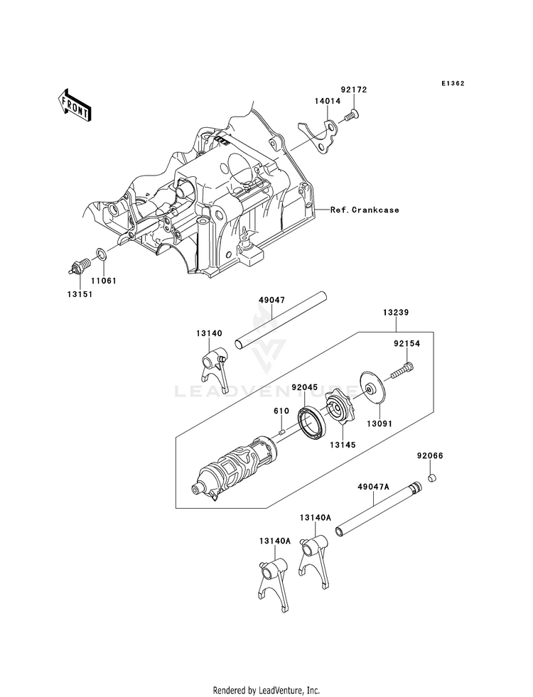 Gear Change Drum/Shift Fork(S) EX300BEF Ninja 300 ABS (2014) Schematic