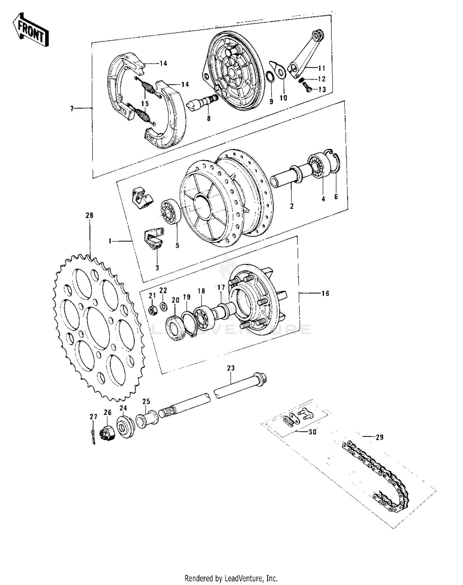 REAR HUB/BRAKE/CHAIN (KX250-A/A3)