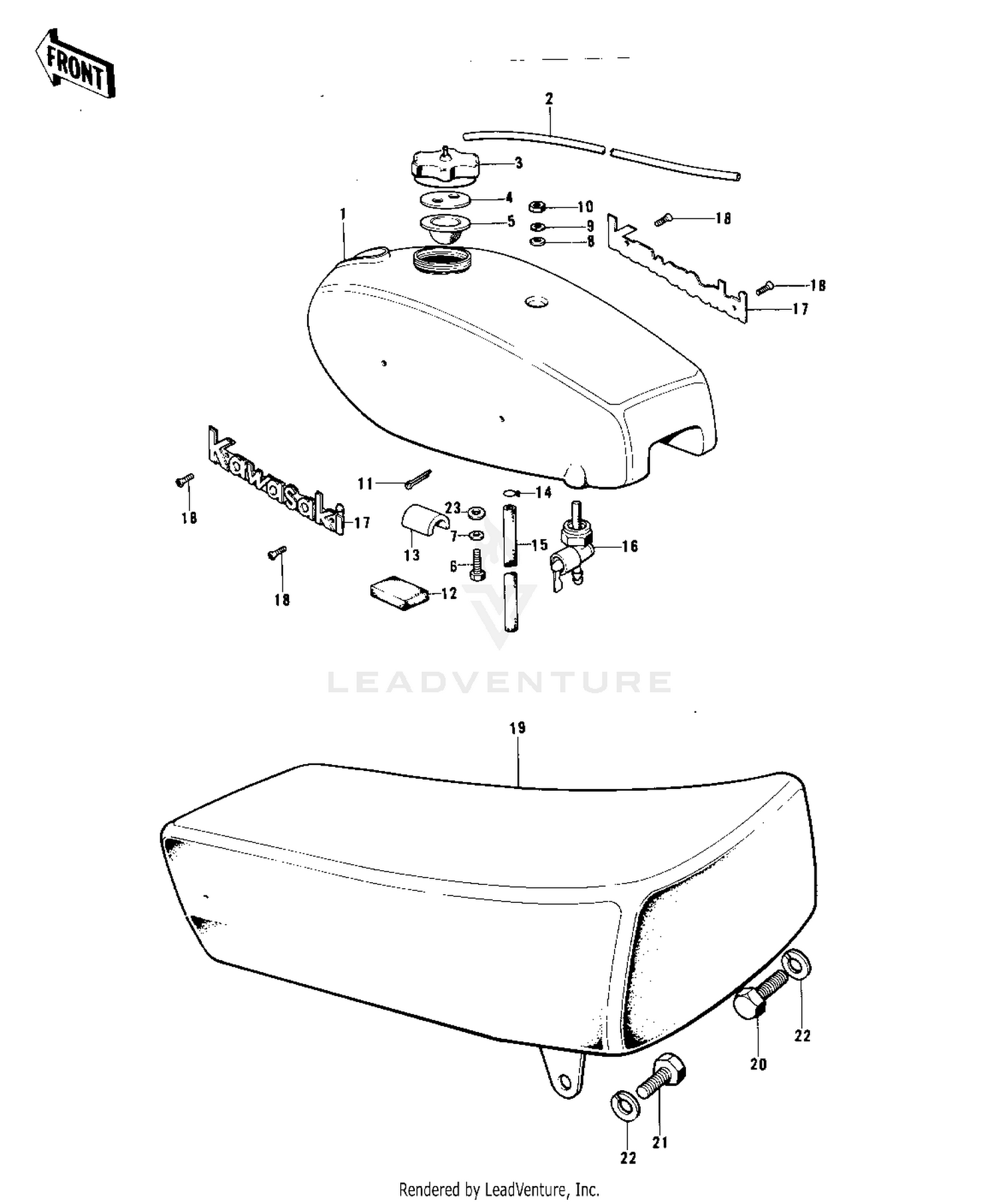 FUEL TANK/SEAT ('74 KX 450)