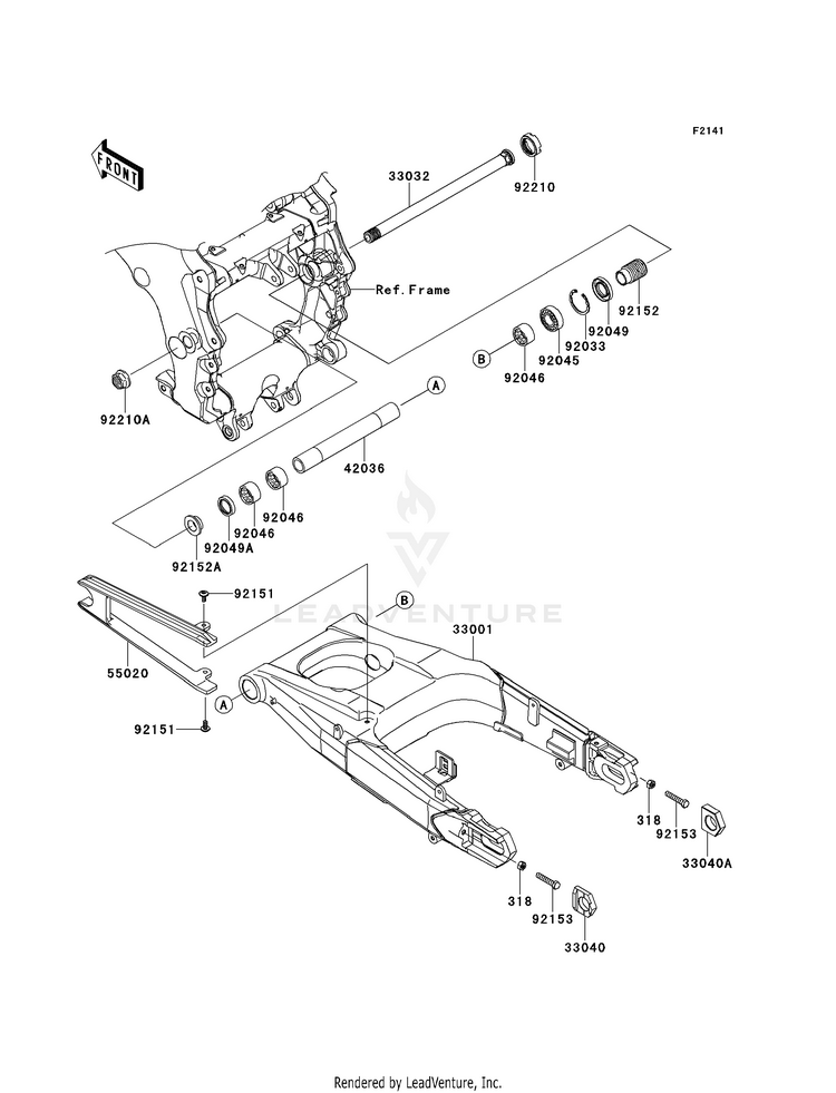 Swingarm ZX1400EDF Ninja ZX-14R (2013) Schematic