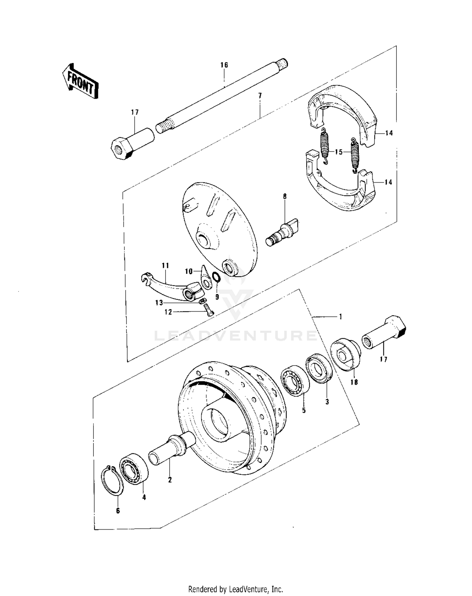 FRONT HUB/BRAKE (KX250-A/A3)