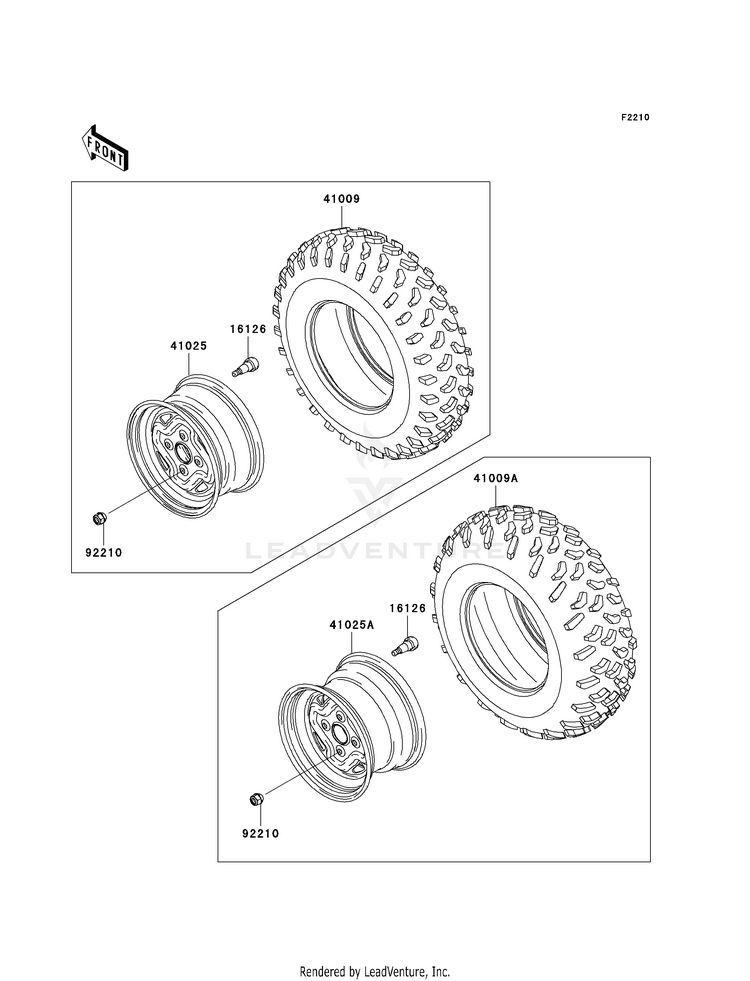 Wheels/Tires KVF750-A1 Brute Force 750 4x4i (2005) Schematic