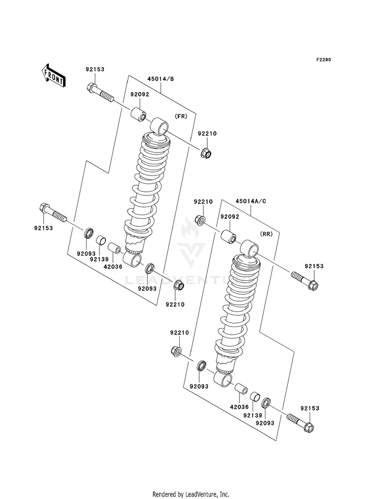 Shock Absorber(S) KVF650F8F Brute Force 650 4x4i (2008) Schematic