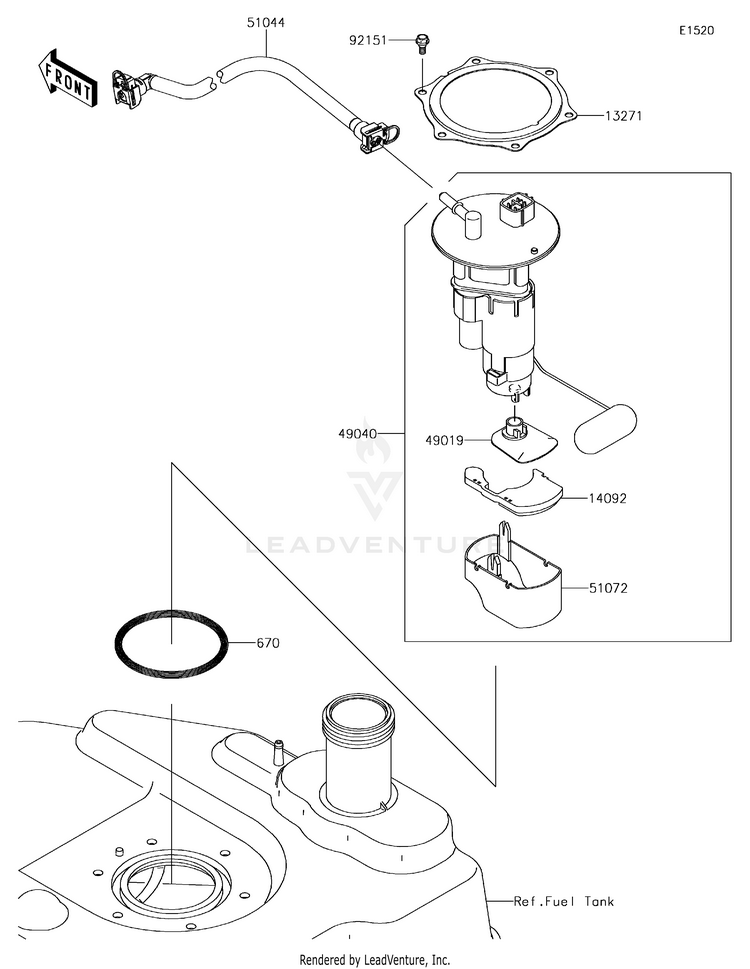 Fuel Pump KVF750HGF Brute Force 750 4x4i EPS Camo (2016) Schematic
