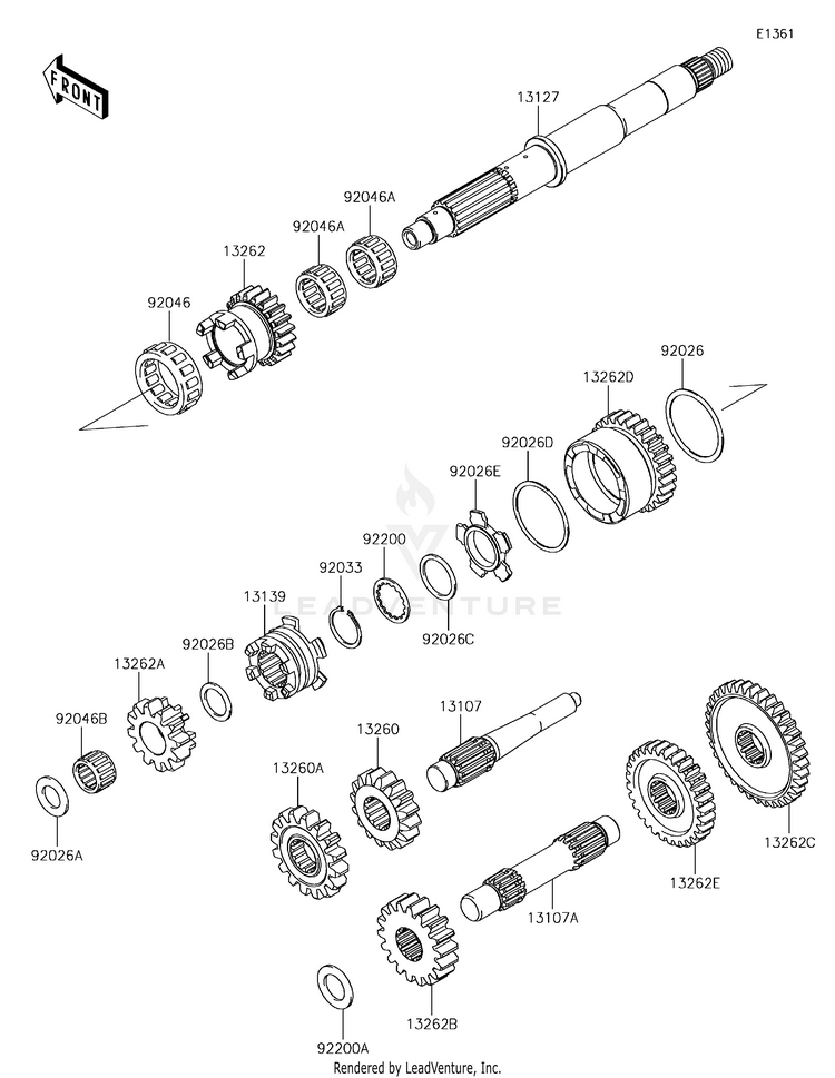 Transmission KVF750LGF Brute Force 750 4x4i (2016) Schematic
