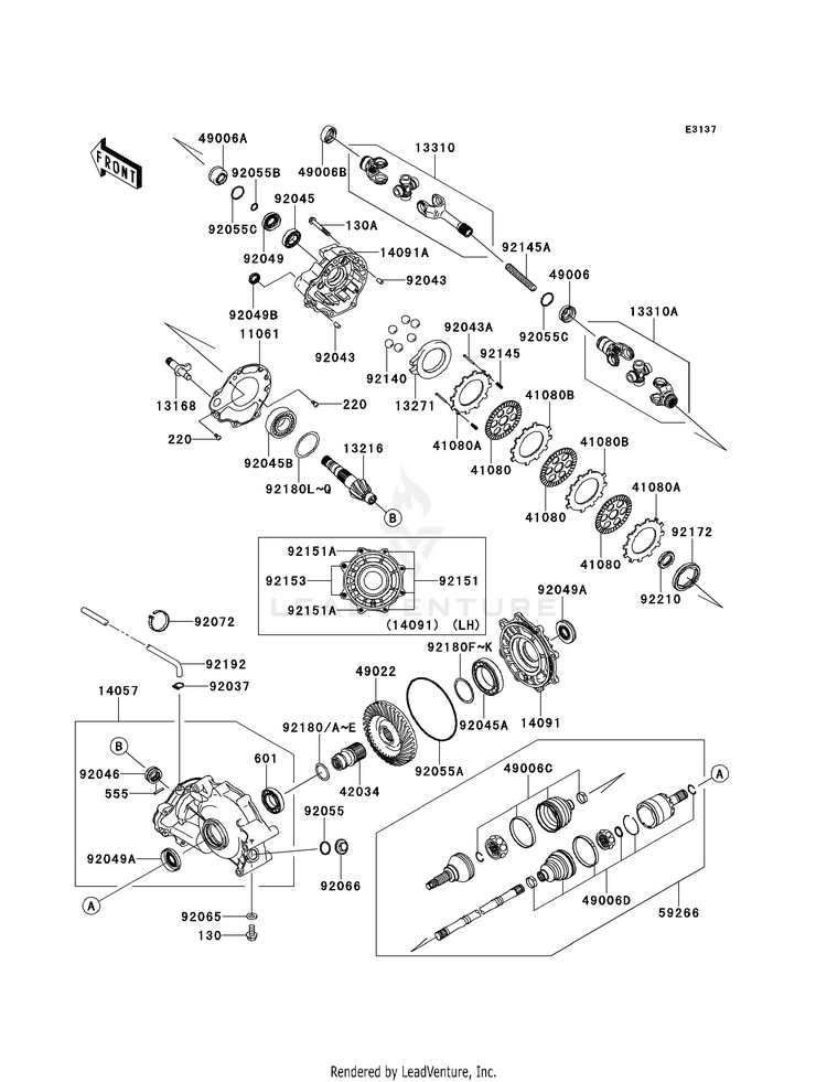 Drive Shaft-Rear KVF750D8F Brute Force 750 4x4i (2008) Schematic