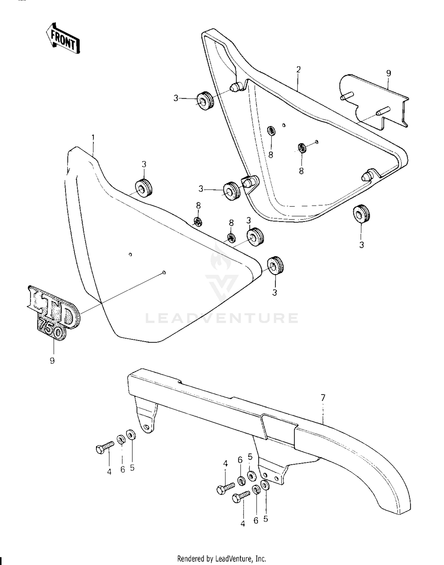 SIDE COVERS/CHAIN COVER ('80 H1)