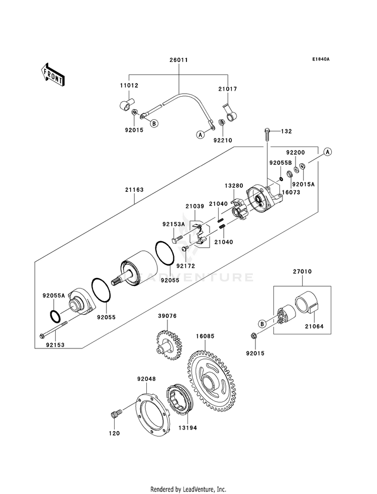 Starter Motor (C9f/Caf) KVF360CAF Prairie 360 4X4 Realtree APG HD (2010) Schematic