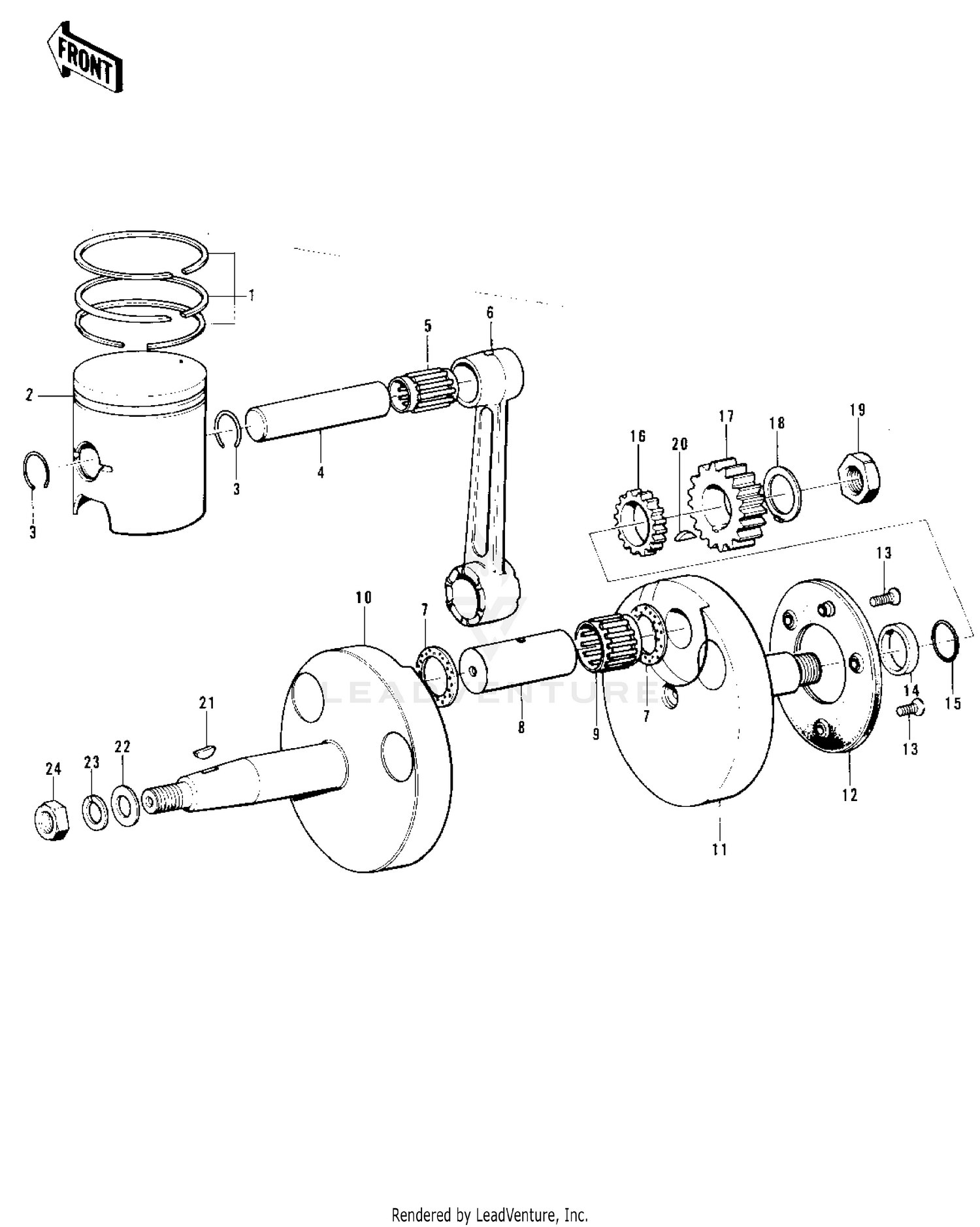 CRANKSHAFT/PISTON ('73-'75 F11/F11-A/F11