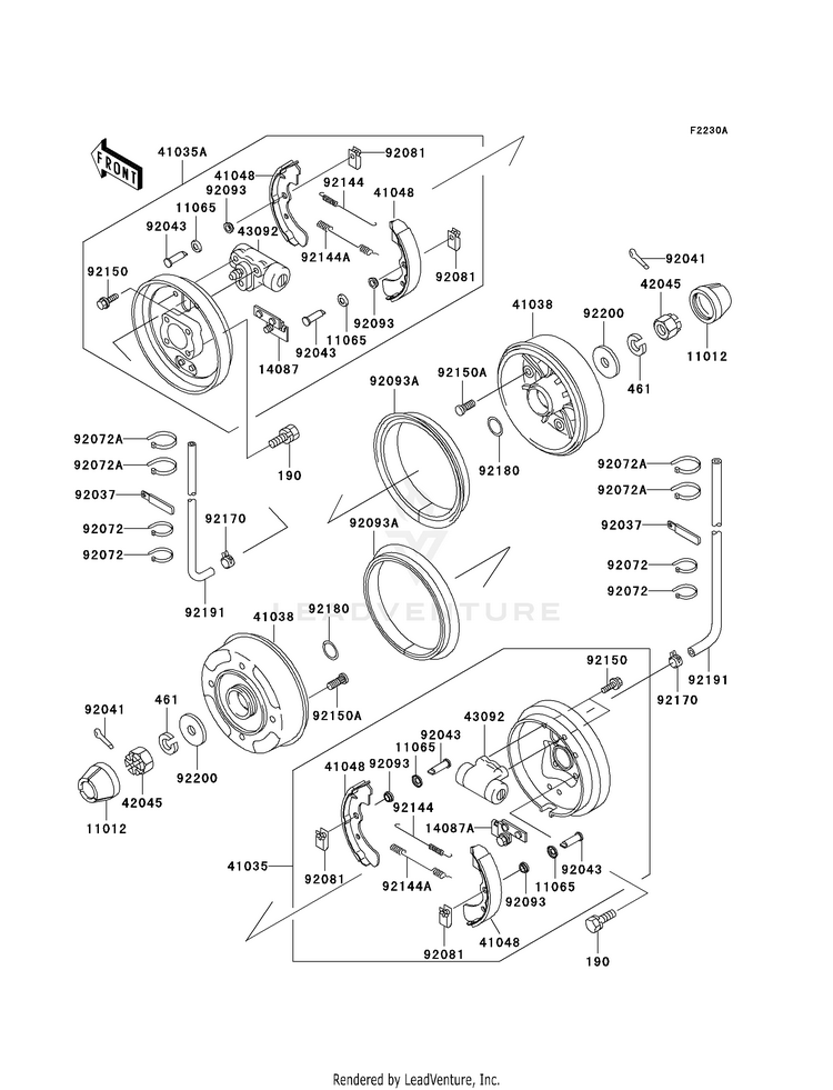 Front Hubs/Brakes (Kaf950-A3) Schematic