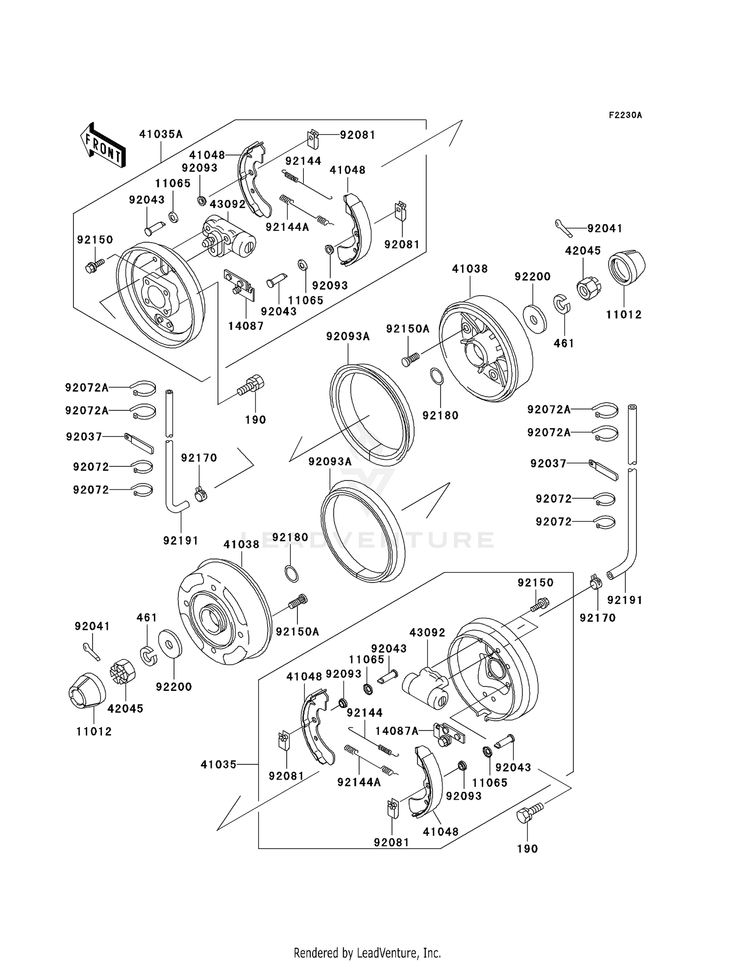 FRONT HUBS/BRAKES (KAF950-A3)