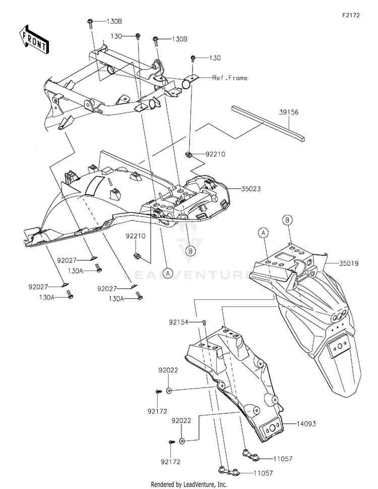 Rear Fender(S) KL650HNFAL KLR650 Adventure (2022) Schematic