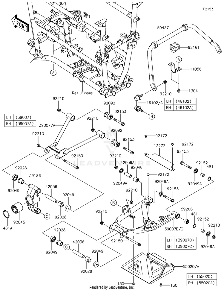 Rear Suspension KVF750HGF Brute Force 750 4x4i EPS Camo (2016) Schematic