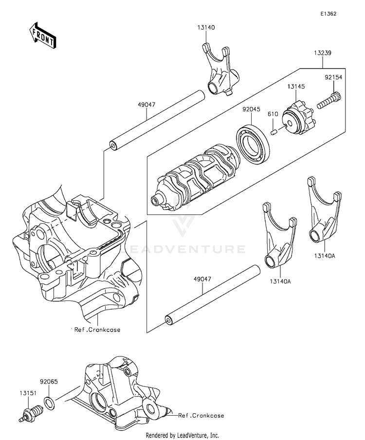 Gear Change Drum/Shift Fork(S) Schematic