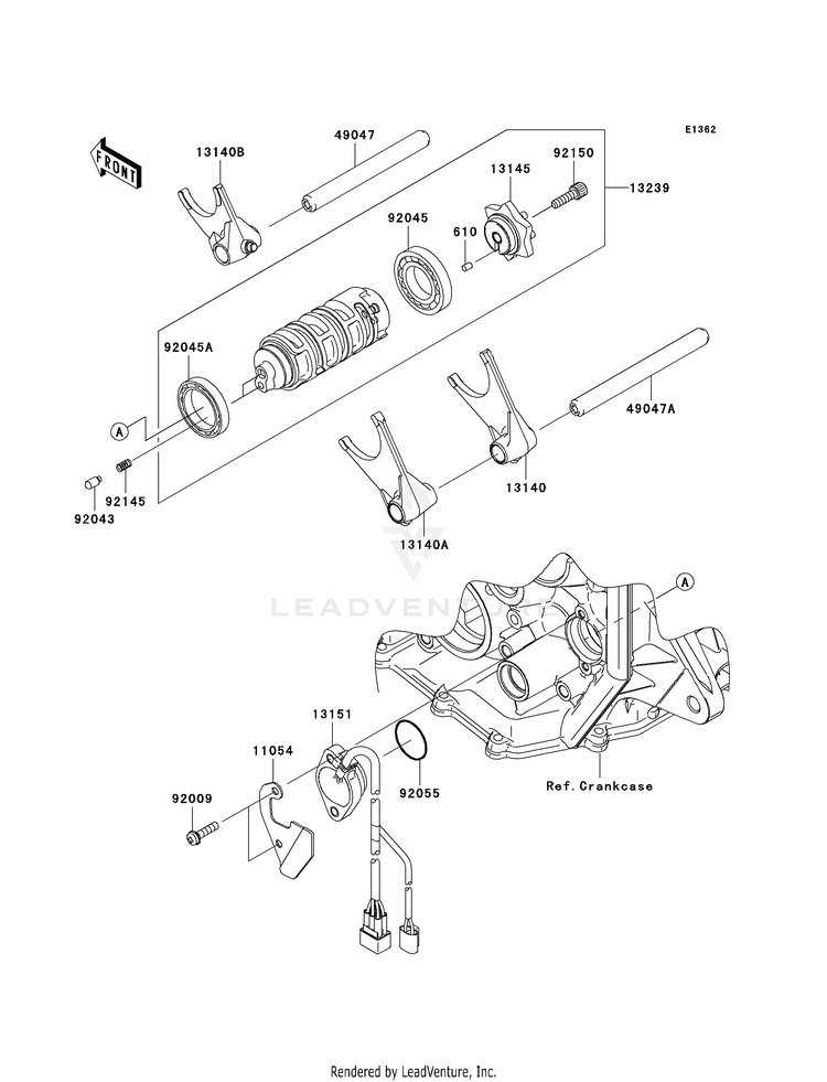 Gear Change Drum/Shift Fork(S) Schematic