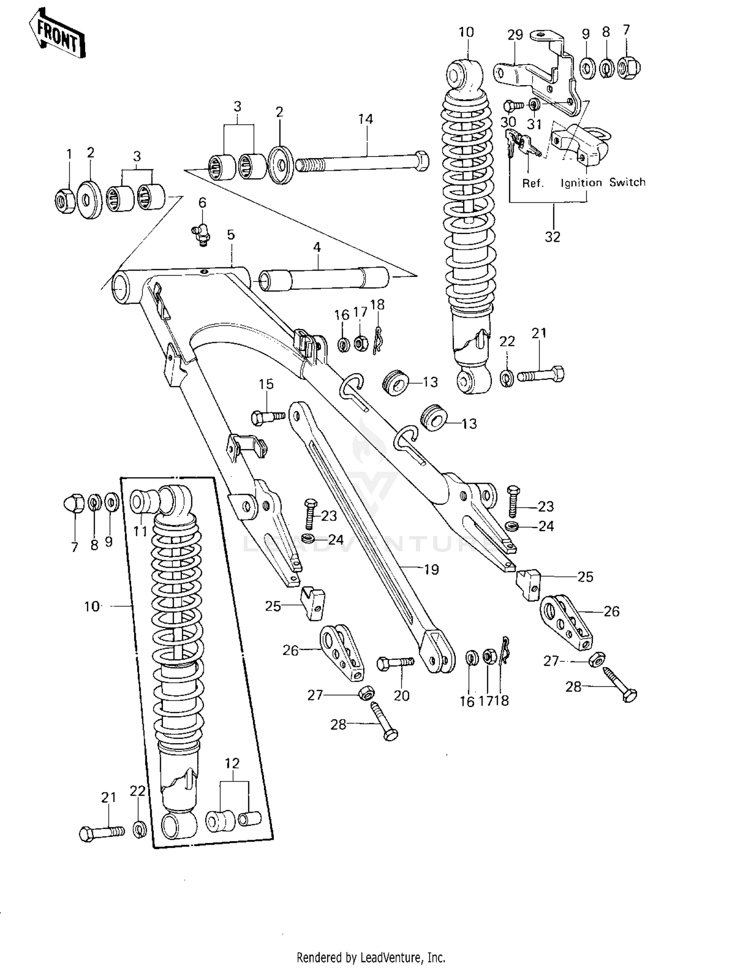 SWING ARM/SHOCK ABSORBERS ('78 D1)