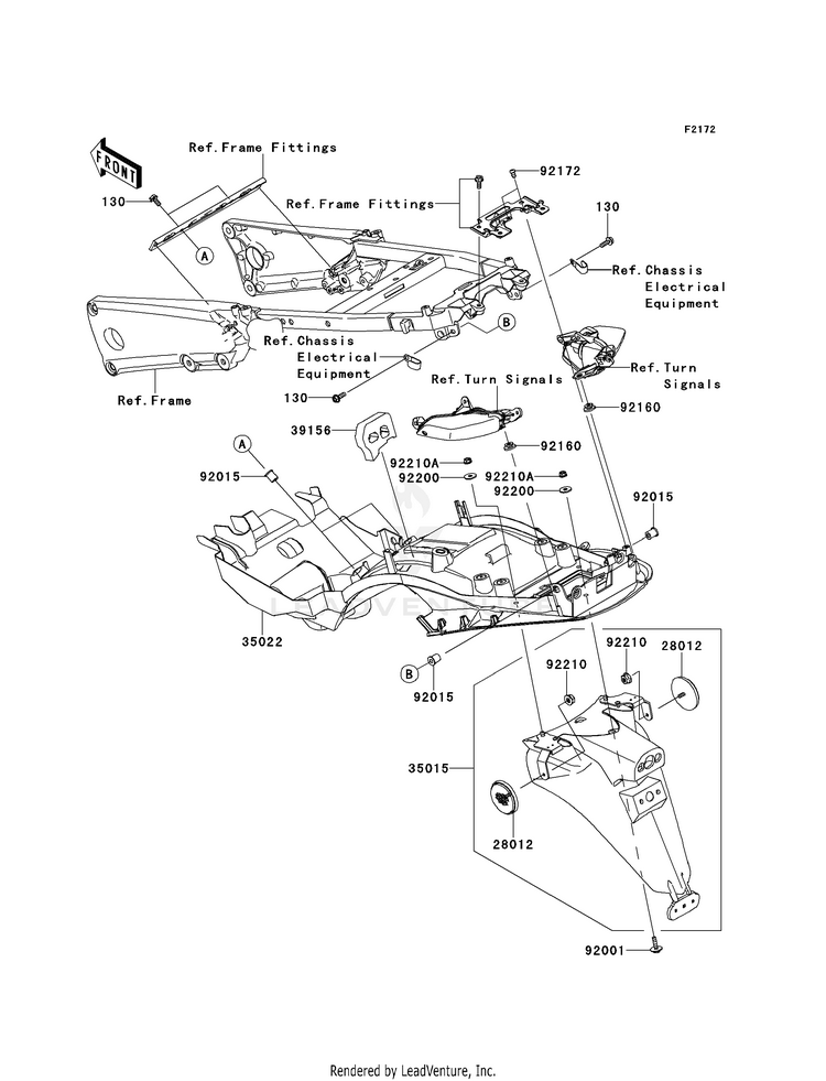 Rear Fender(S) ZX1400EDF Ninja ZX-14R (2013) Schematic