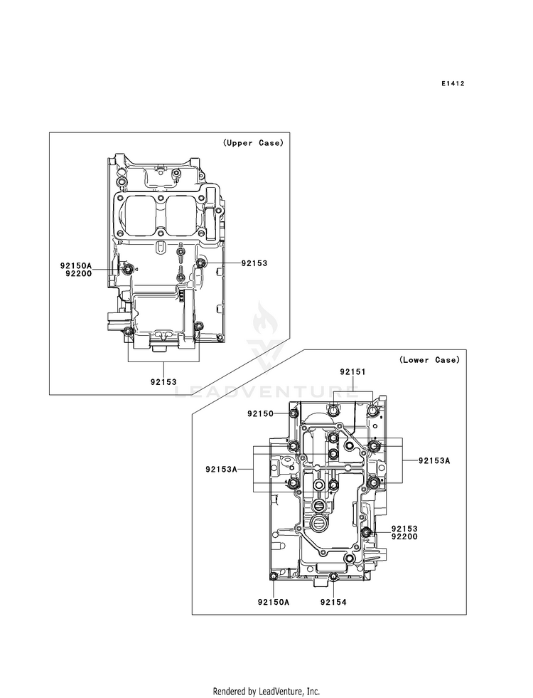 Crankcase Bolt Pattern EX300BEF Ninja 300 ABS (2014) Schematic