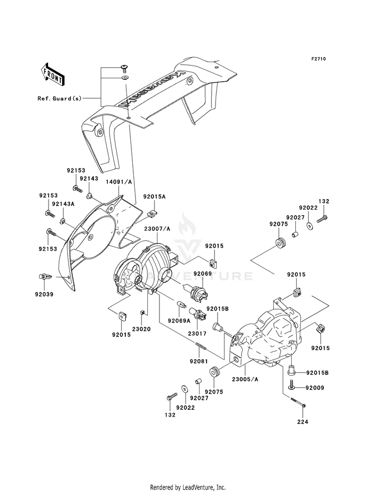 Headlight(S) KVF650H8F Brute Force 650 4x4i (2008) Schematic