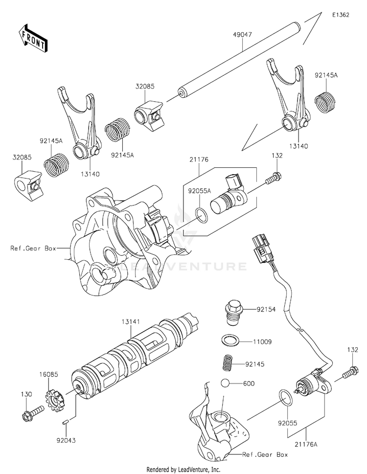 Gear Change Drum/Shift Fork(S) Schematic