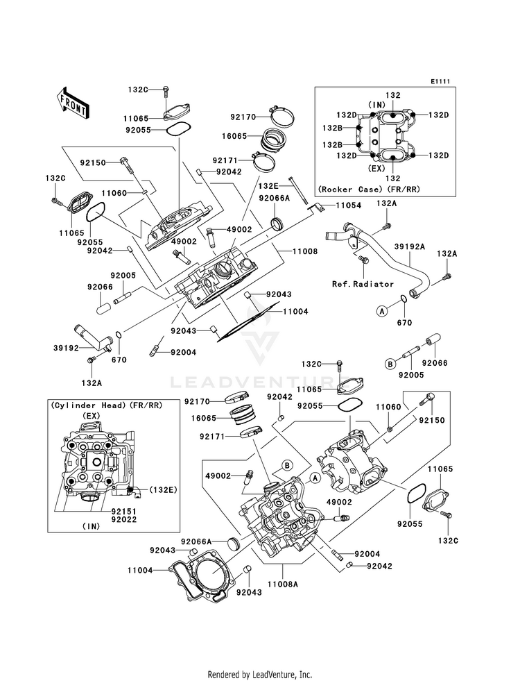 Cylinder Head KVF750F8F Brute Force 750 4x4i (2008) Schematic