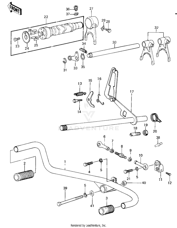 Gear Change Mechanism ('79-'81 C2/C3/C4) Schematic