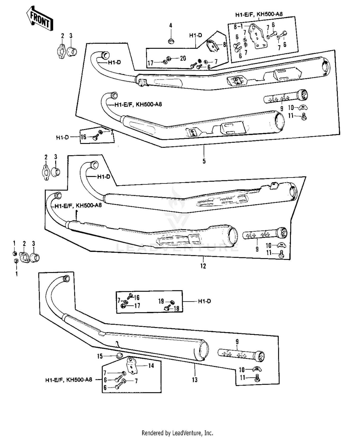 MUFFLERS ('73-'75 D/E/F & '76 A8)